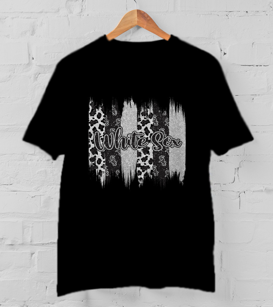 White Sox Brushstroke Leopard Paisley Stripes T-Shirt
