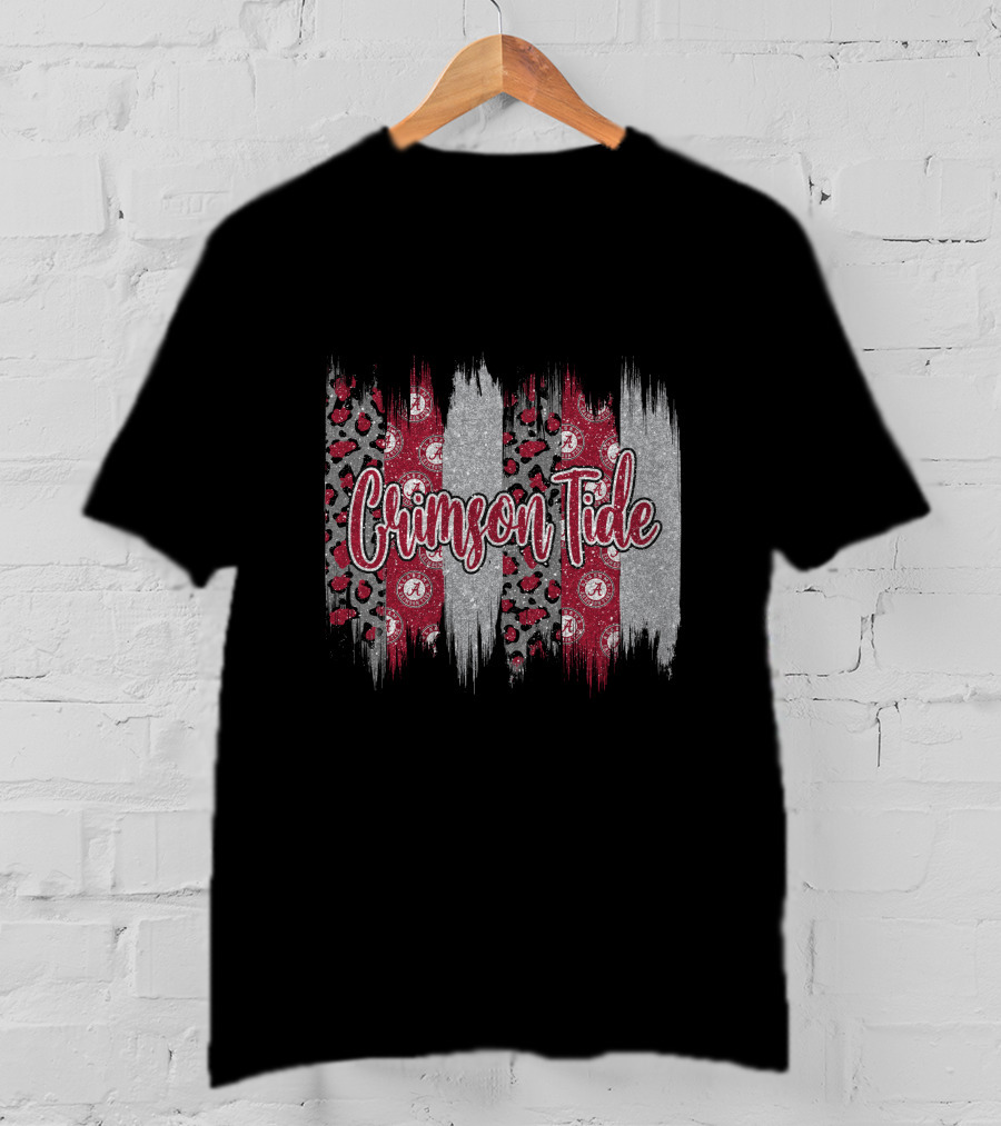 Alabama Crimson Tide Brushstroke Leopard Paisley Stripes T-Shirt