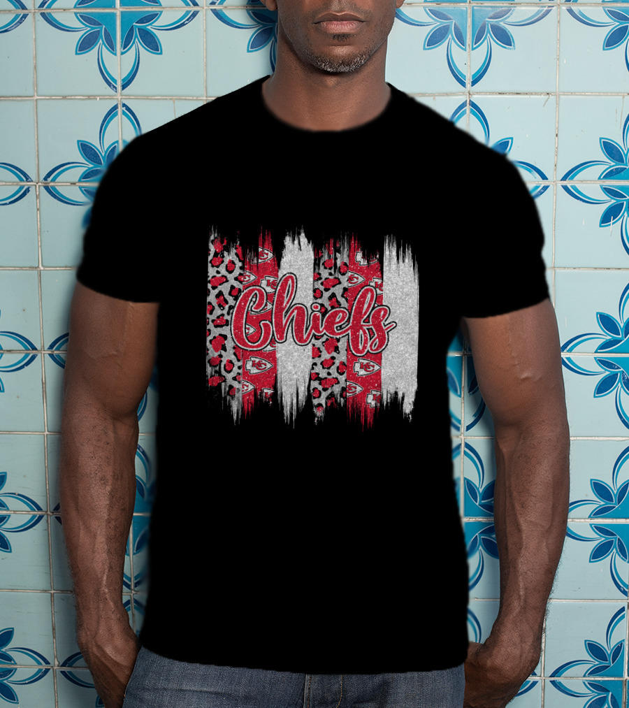 Chiefs Brushstroke Leopard Glitter T-Shirt