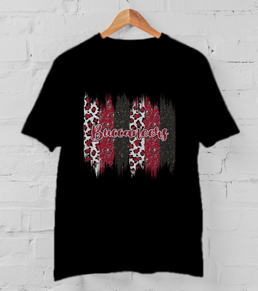 Buccaneers Leopard Glitter Brushstroke Tampa Bay T-Shirt