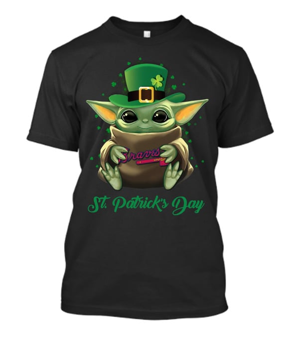 Atlanta Braves Baby Yoda St. Patrick's Day T-Shirt