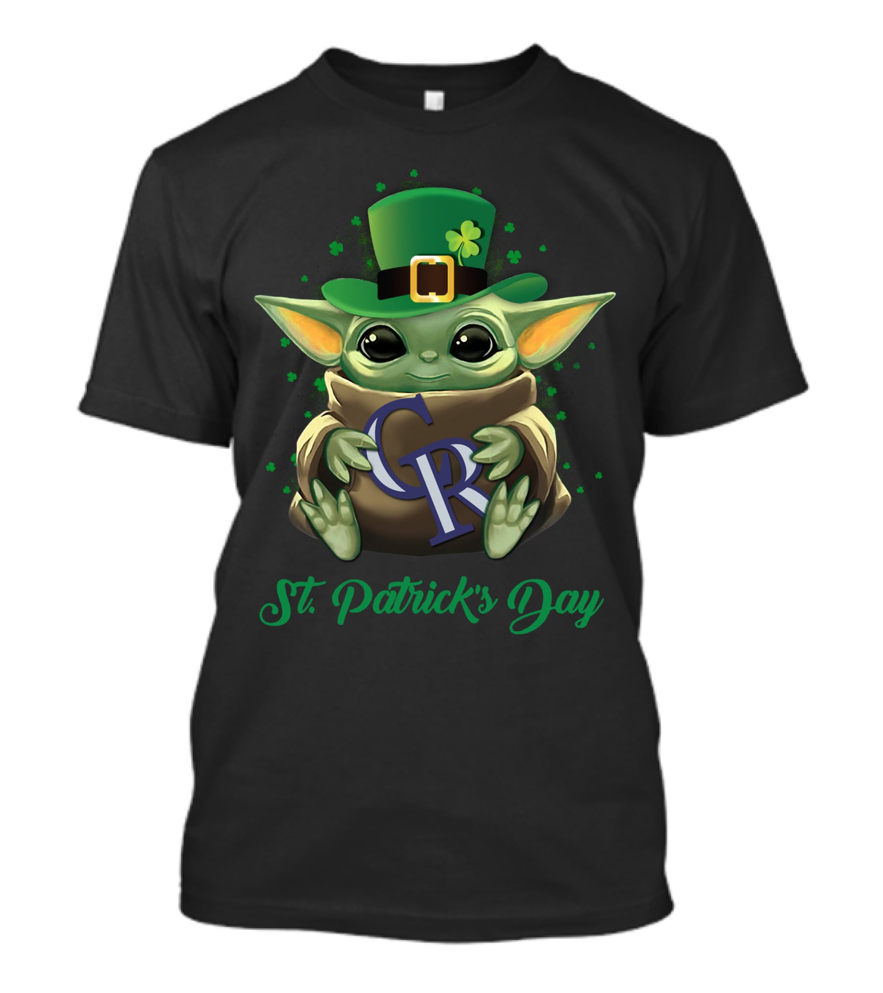 St. Patrick's Day Colorado Rockies Baby Yoda T-Shirt