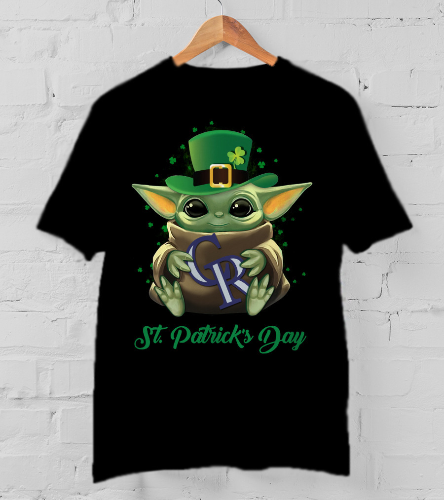 St. Patrick's Day Colorado Rockies Baby Yoda T-Shirt