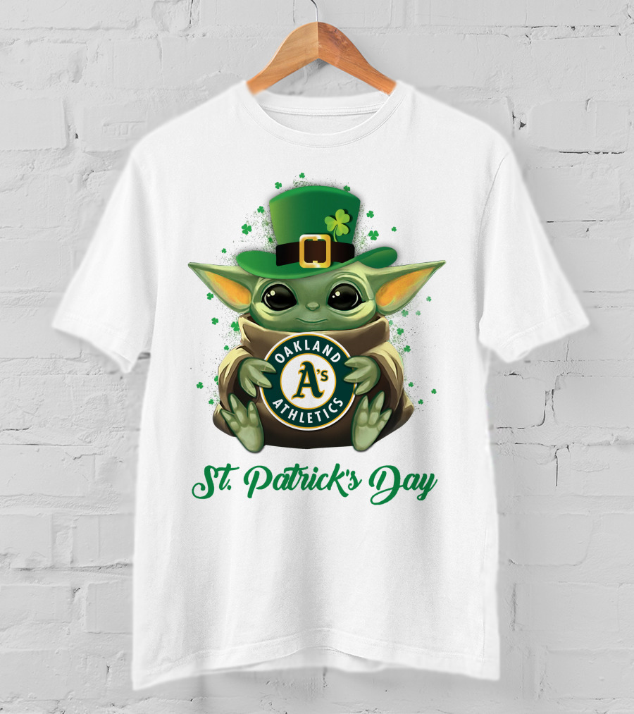 Oakland Athletics Baby Yoda St. Patrick's Day T-Shirt