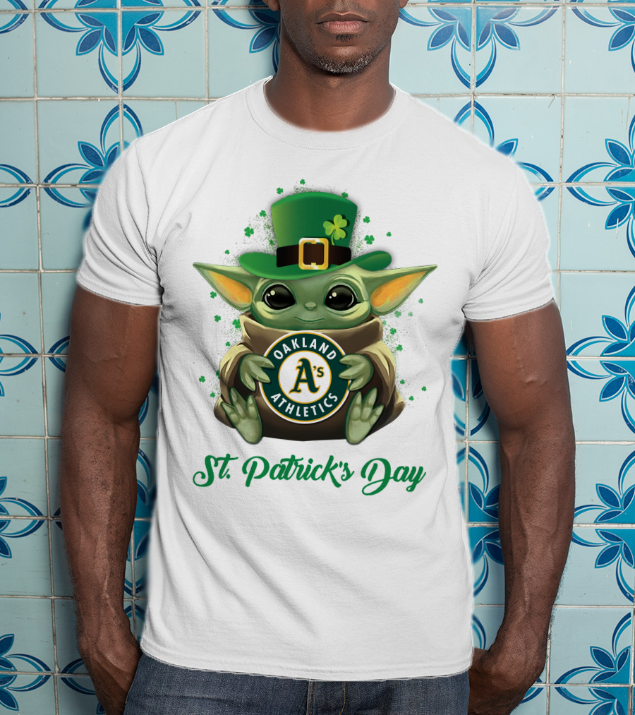 Oakland Athletics Baby Yoda St. Patrick's Day T-Shirt