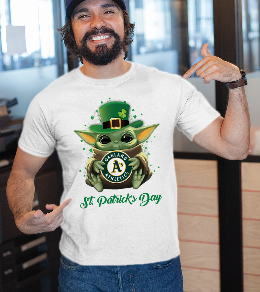 Oakland Athletics Baby Yoda St. Patrick's Day T-Shirt