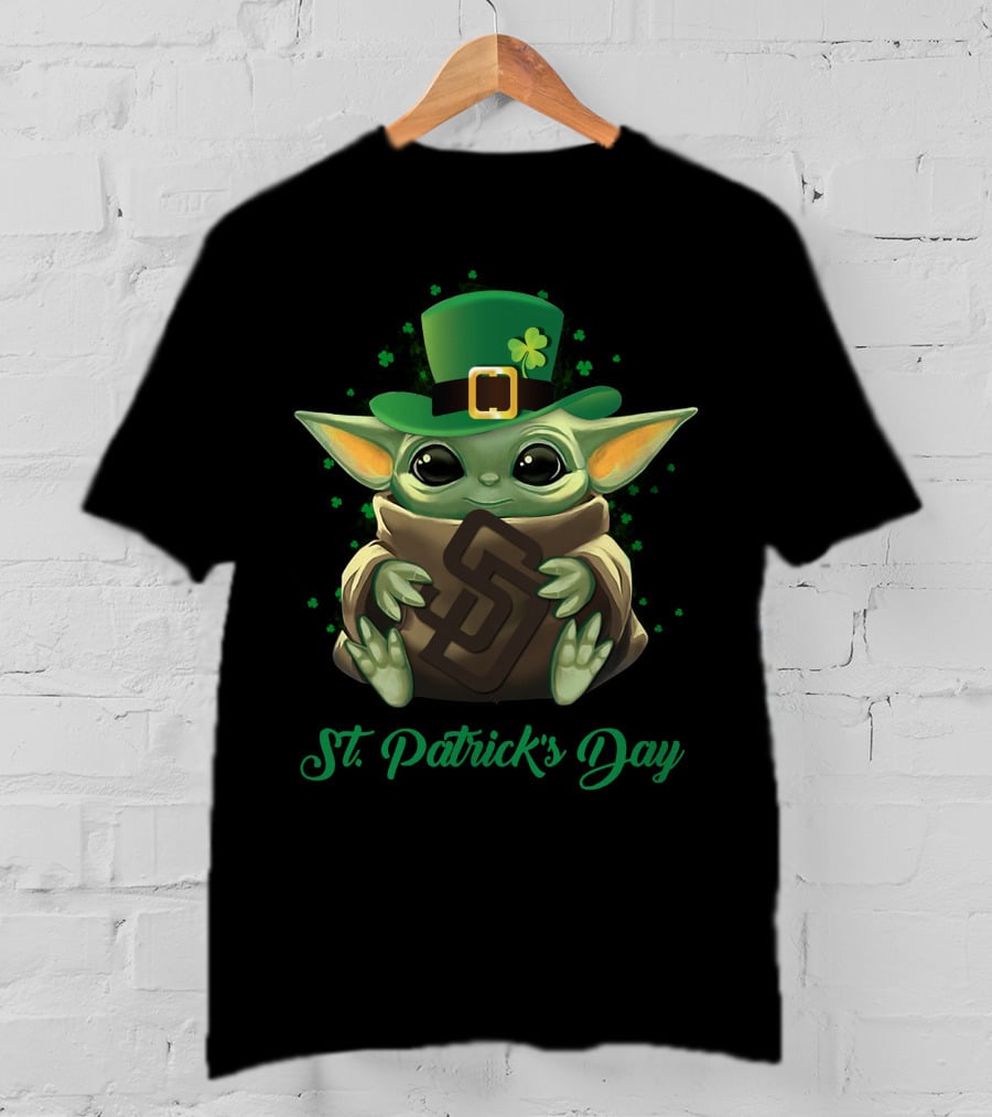 St. Patrick's Day San Diego Padres Baby Yoda T-Shirt