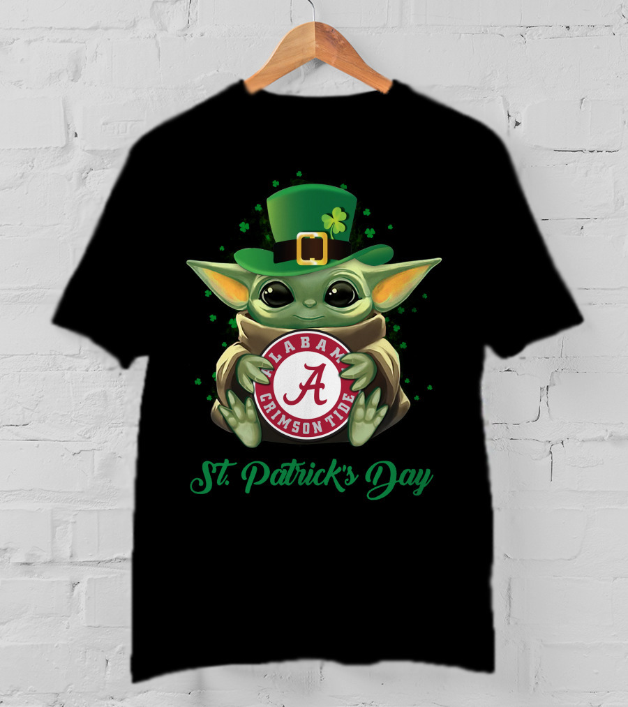 St. Patrick's Day Alabama Crimson Tide Baby Yoda T-Shirt