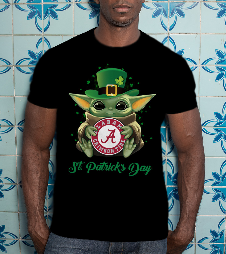 St. Patrick's Day Alabama Crimson Tide Baby Yoda T-Shirt