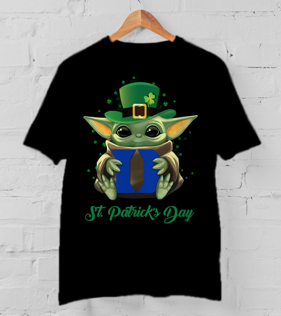 St. Patrick's Day Duke Blue Devils Baby Yoda T-Shirt