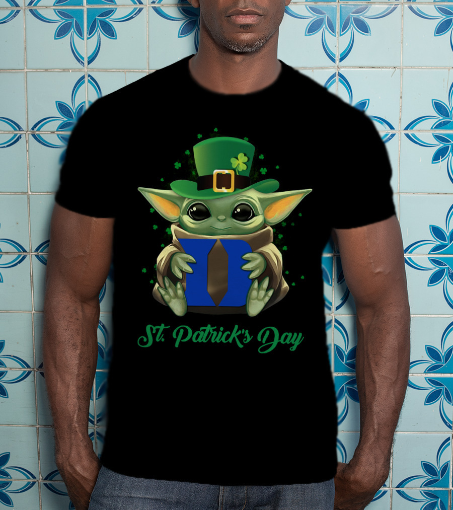 St. Patrick's Day Duke Blue Devils Baby Yoda T-Shirt