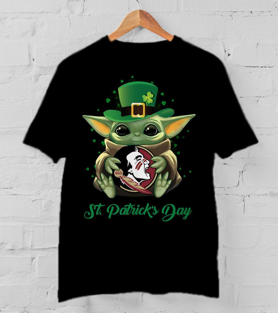 St. Patrick's Day Florida State Seminoles Baby Yoda T-Shirt