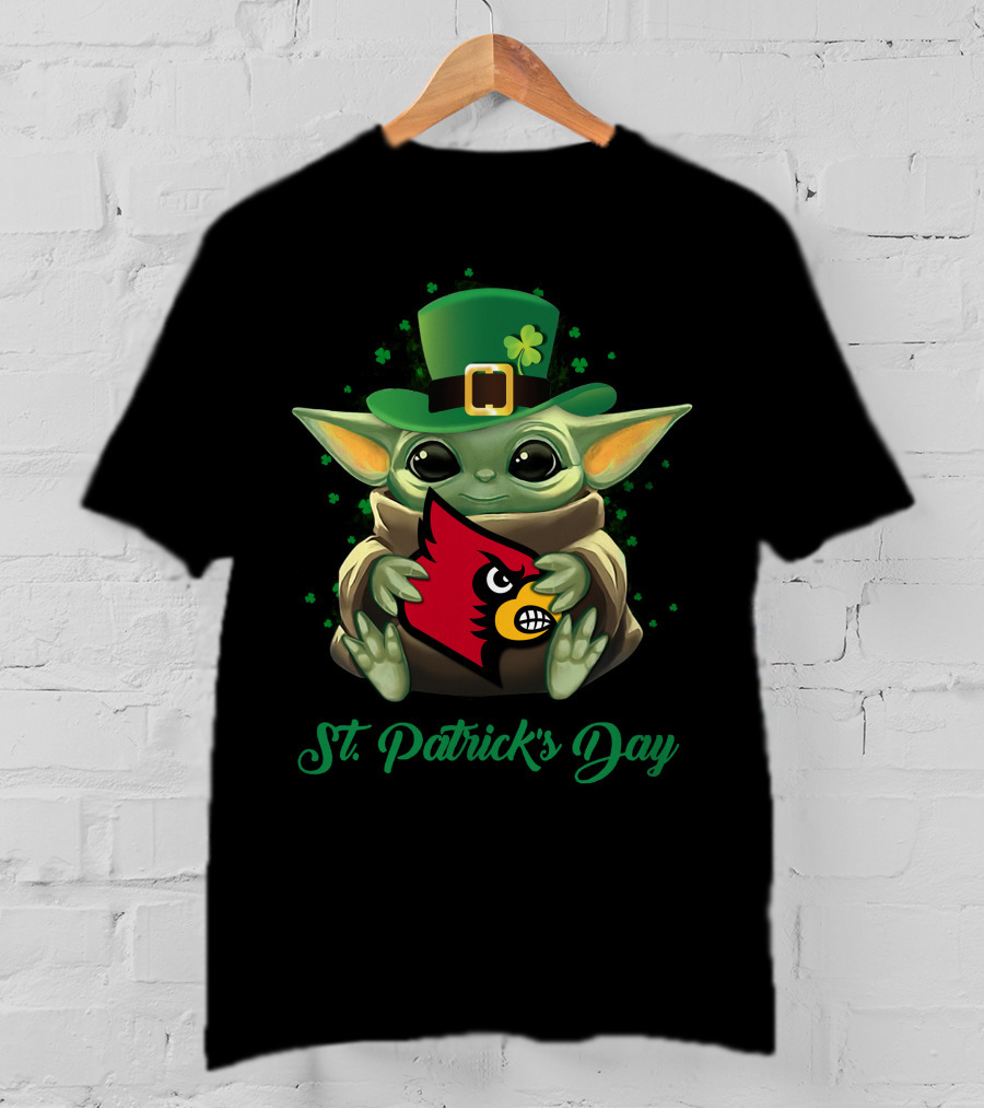 St. Patrick's Day Louisville Cardinals Baby Yoda T-Shirt