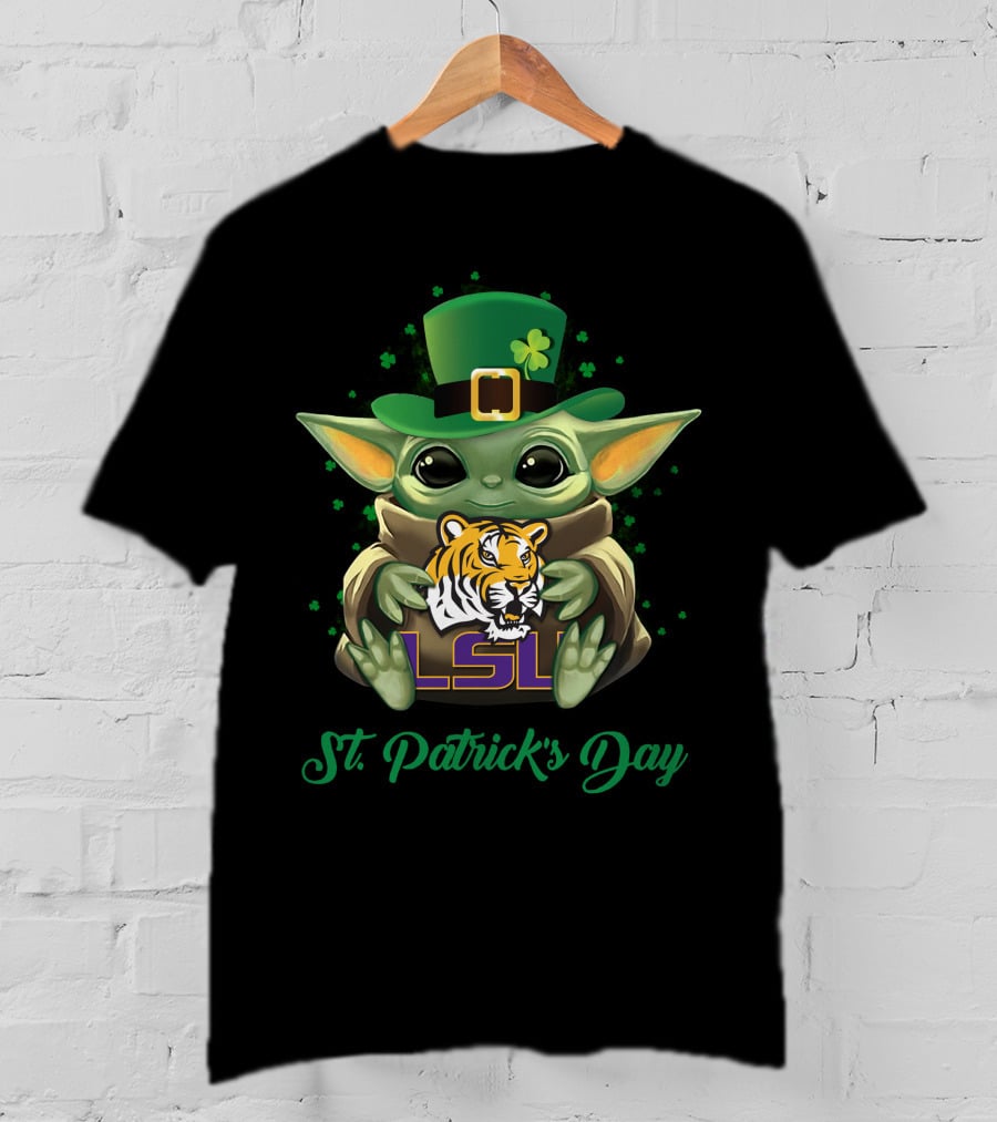LSU Tigers Baby Yoda St. Patrick's Day T-Shirt