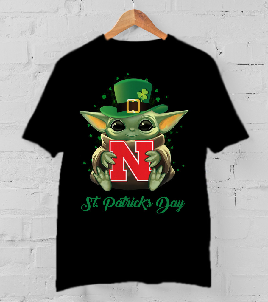 Nebraska Cornhuskers Baby Yoda St. Patrick's Day T-Shirt