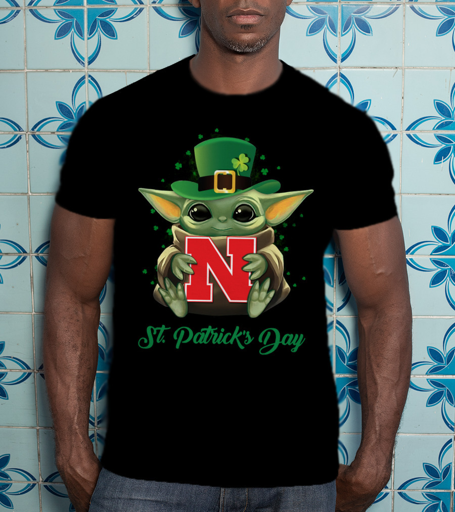 Nebraska Cornhuskers Baby Yoda St. Patrick's Day T-Shirt
