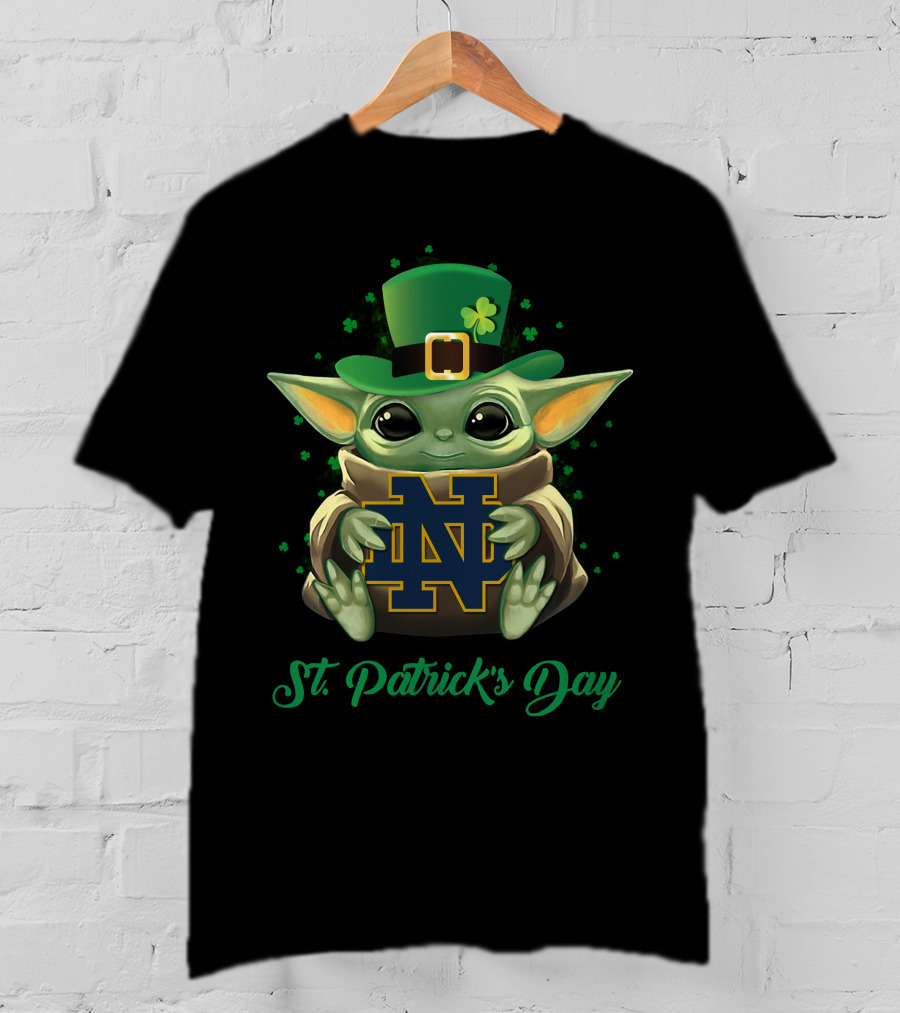 St. Patrick's Day Notre Dame Fighting Irish Baby Yoda T-Shirt