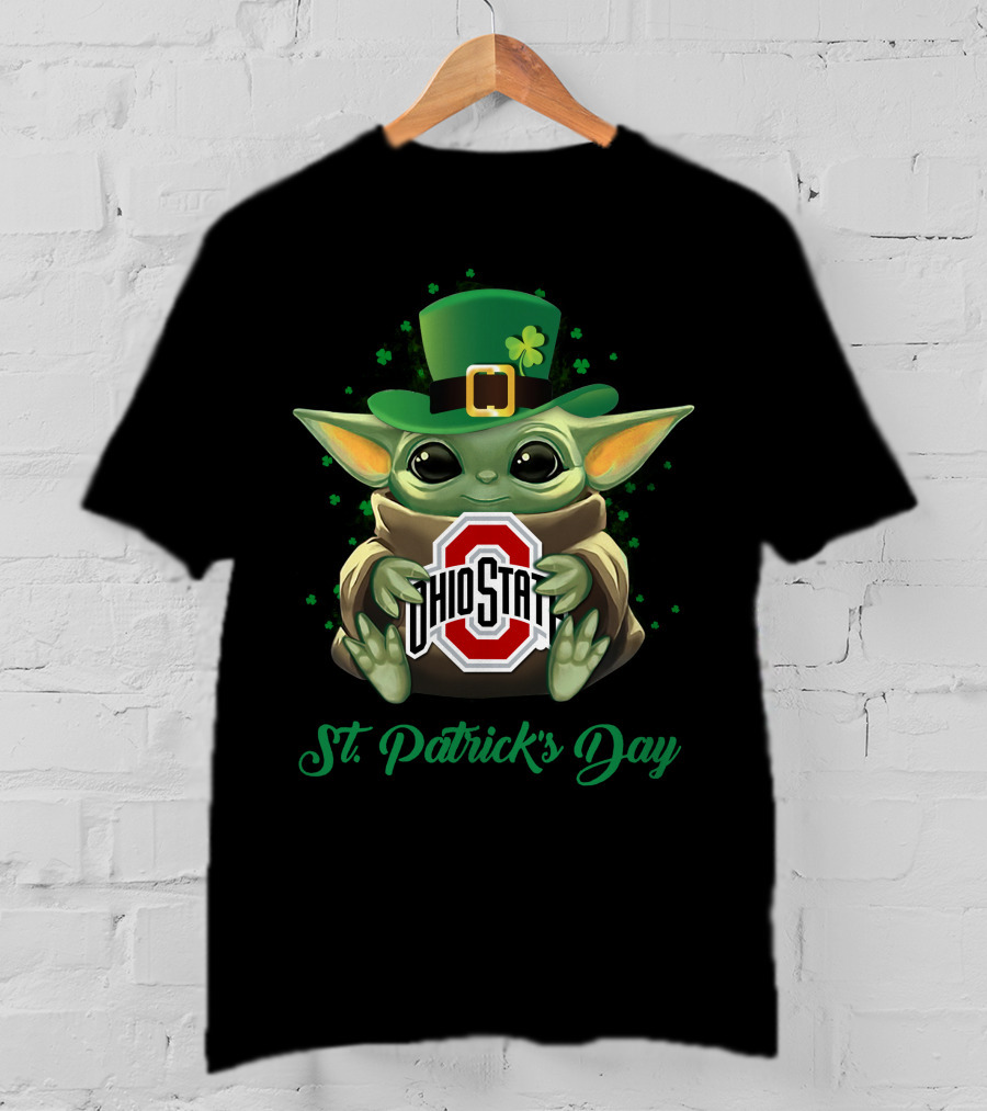 Ohio State Buckeyes Baby Yoda St. Patrick's Day T-Shirt
