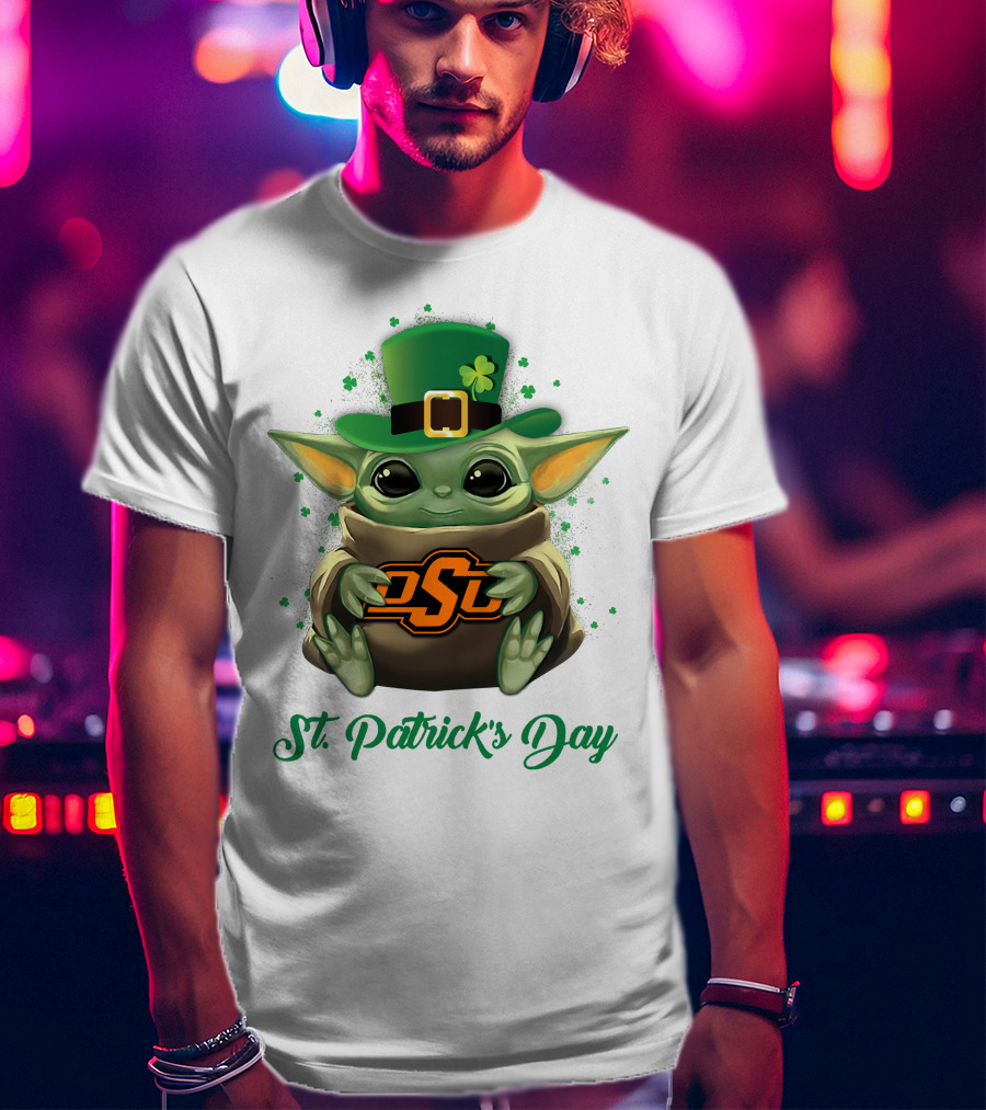 Oklahoma State Cowboys Baby Yoda St. Patrick's Day T-Shirt
