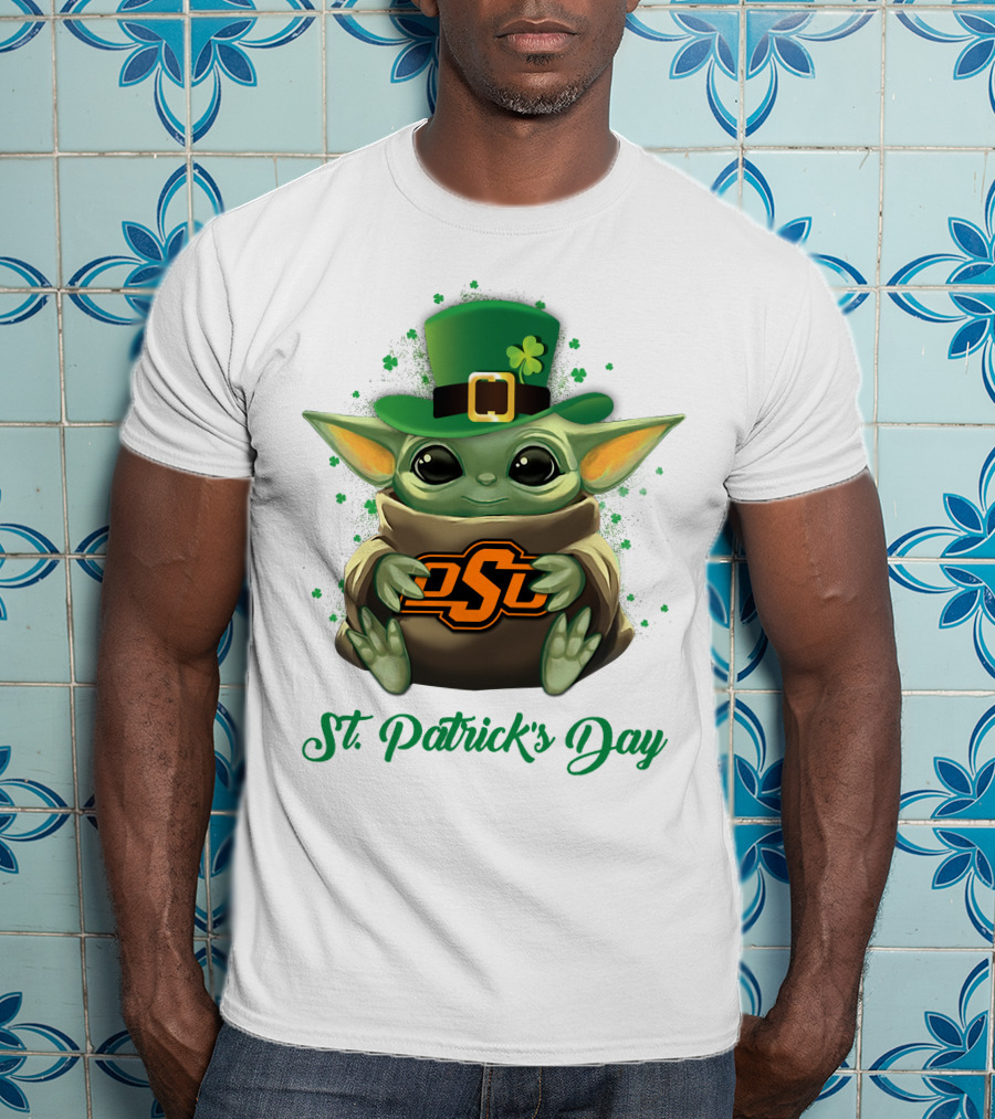 Oklahoma State Cowboys Baby Yoda St. Patrick's Day T-Shirt