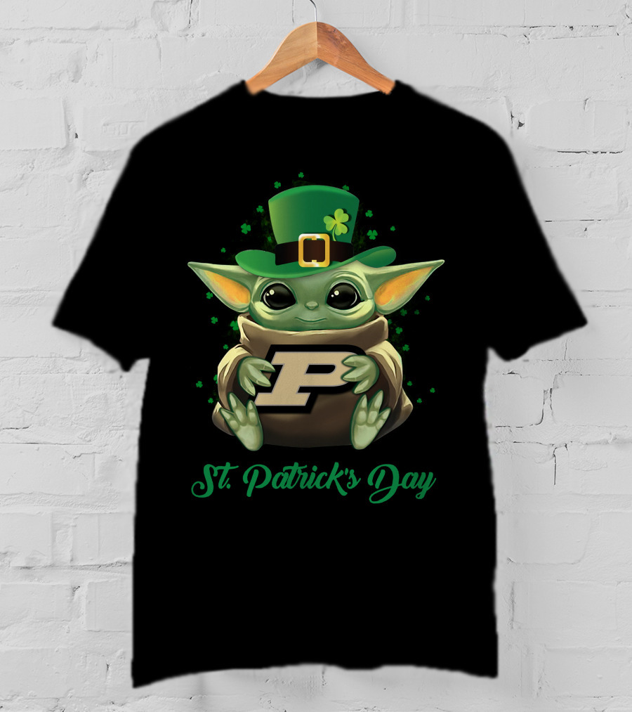 Purdue Boilermakers Baby Yoda St. Patrick's Day T-Shirt