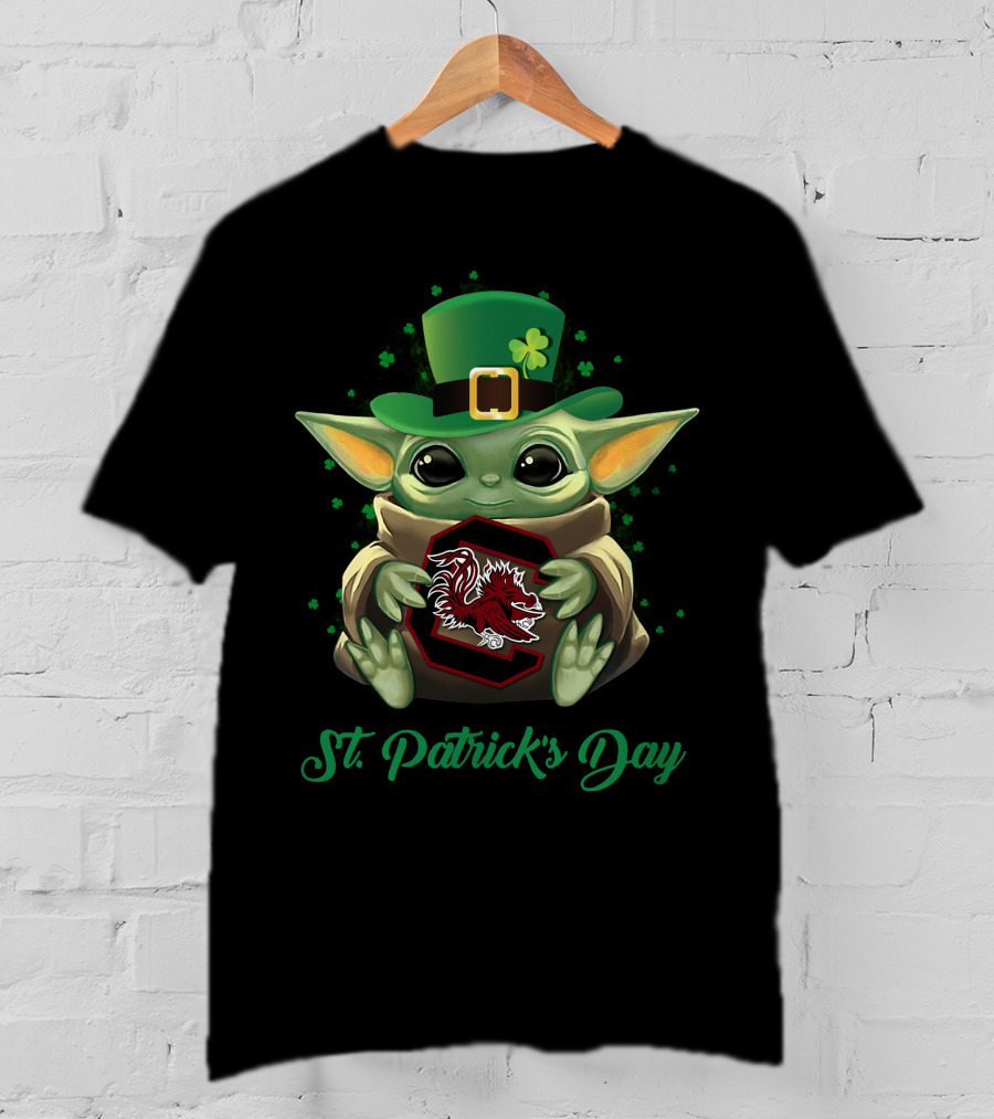 South Carolina Gamecocks Baby Yoda St. Patrick's Day T-Shirt
