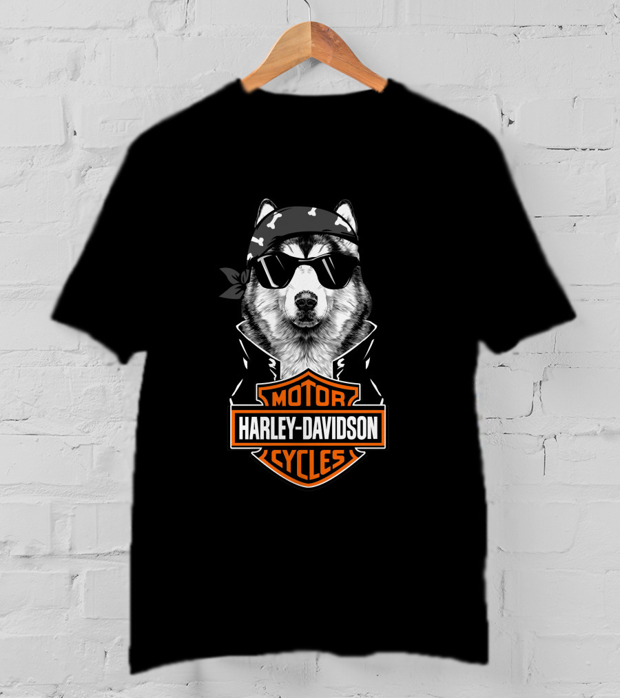 Alaskan Malamute Harley Davidson Motorcycles T-Shirt