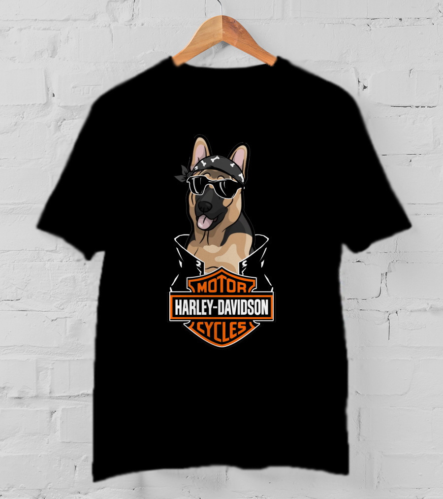 Harley Davidson Motor Cycles German Shepherd Biker T-Shirt