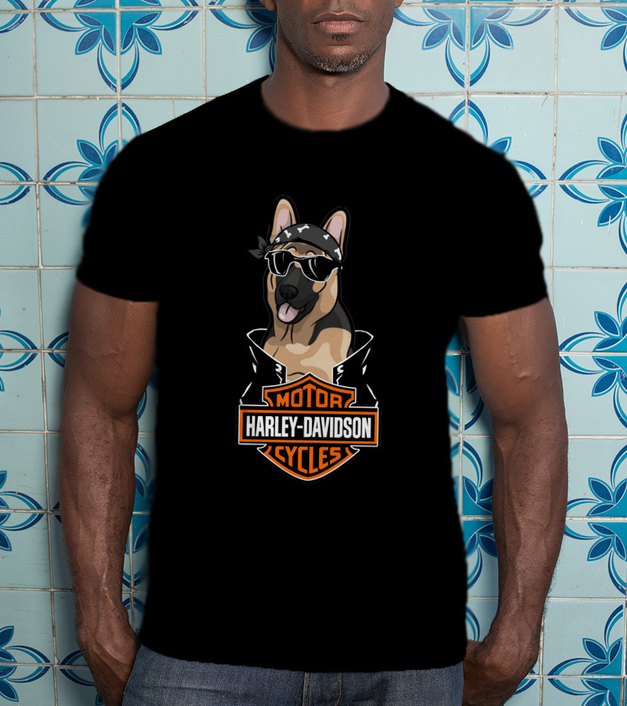 Harley Davidson Motor Cycles German Shepherd Biker T-Shirt