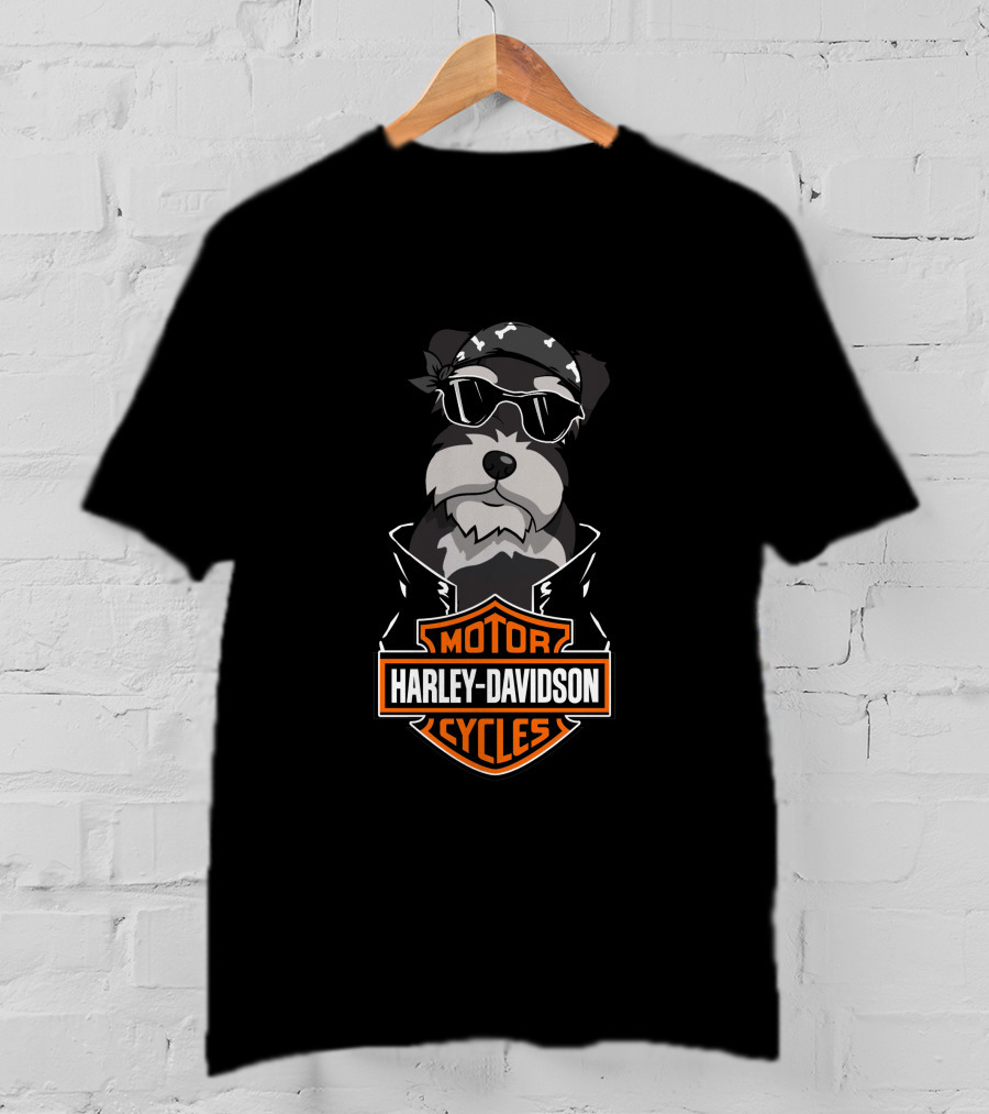 Miniature Schnauzer Biker Harley Davidson Motor Cycles T-Shirt