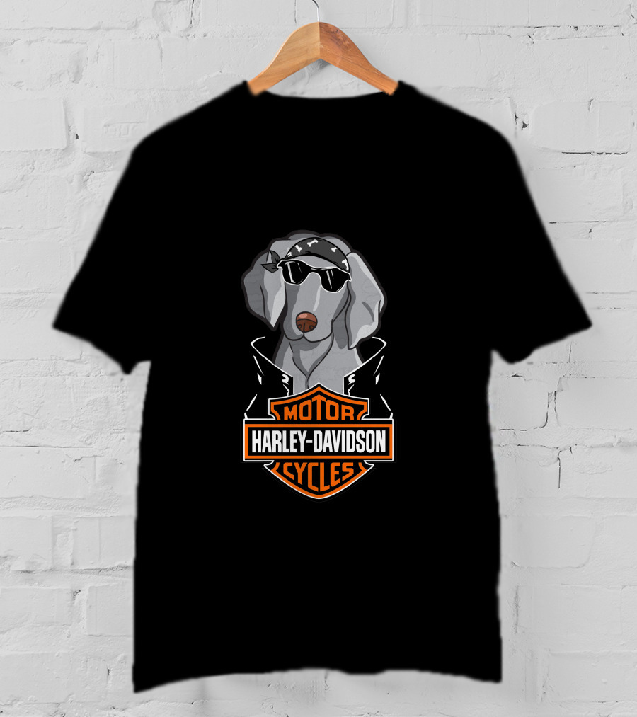 Weimaraners Harley Davidson Motorcycles T-Shirt