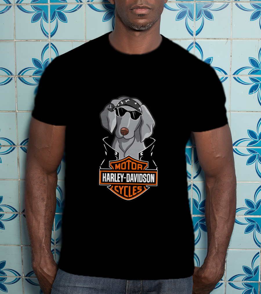 Weimaraners Harley Davidson Motorcycles T-Shirt