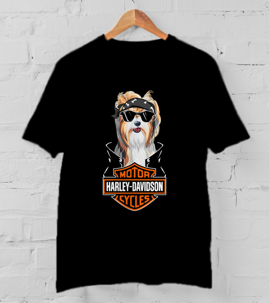 Harley Davidson Yorkshire Terrier Motorcycle Cycles T-Shirt