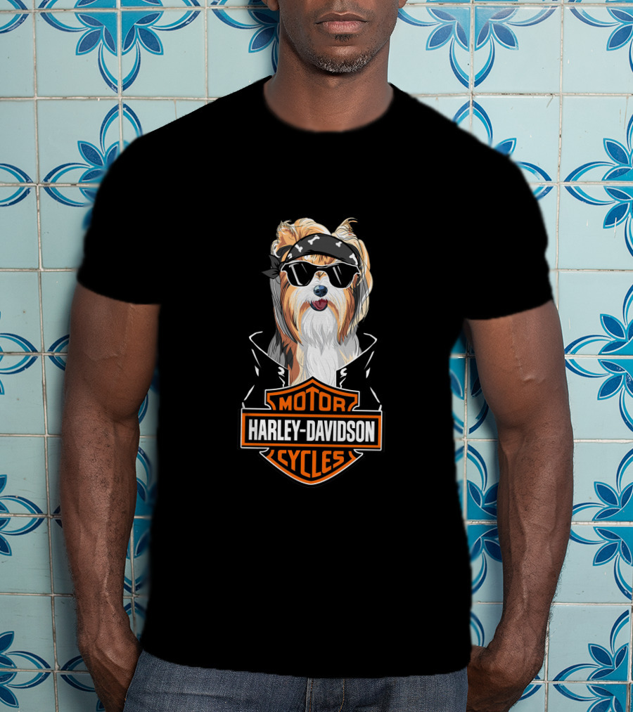Harley Davidson Yorkshire Terrier Motorcycle Cycles T-Shirt