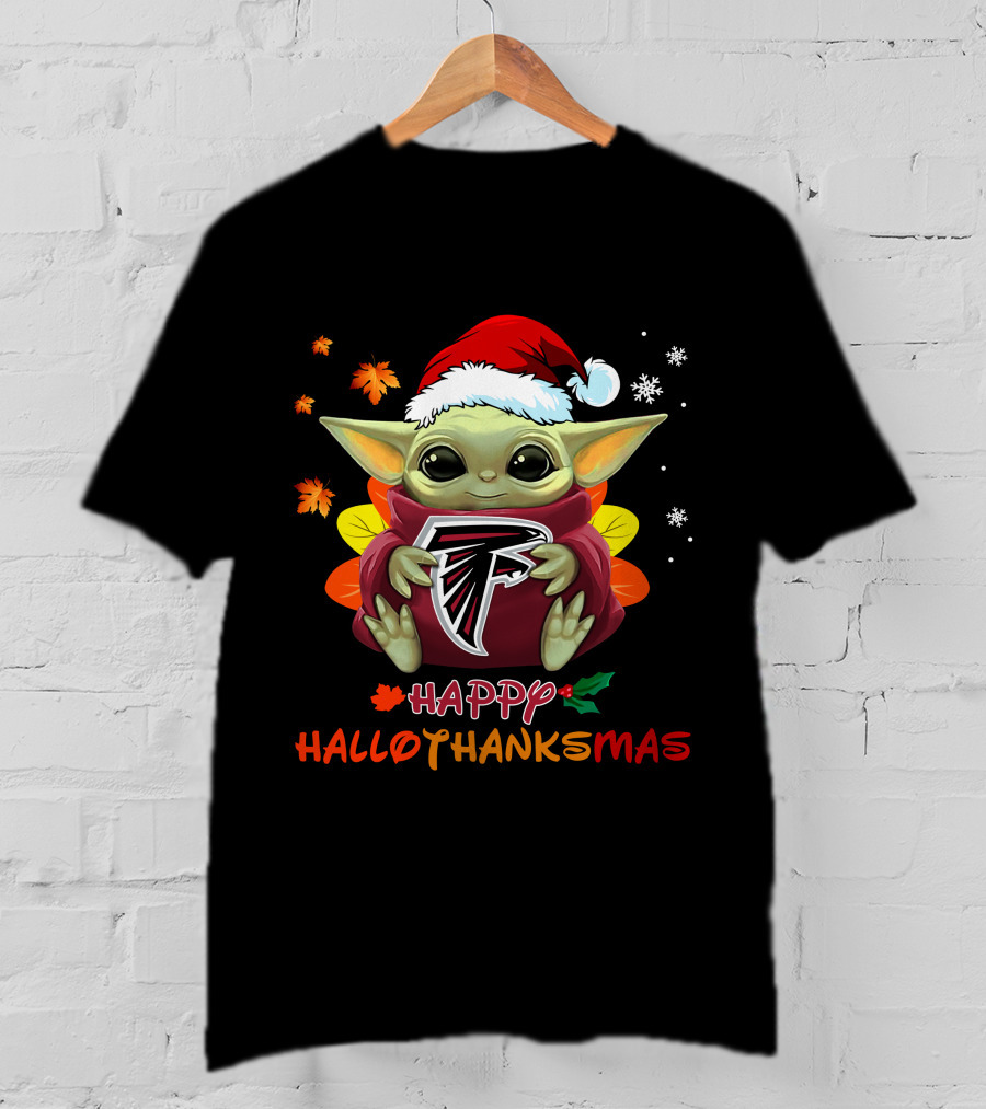 Happy Hallothanksmas Atlanta Falcons Baby Yoda 505 L1PTT T-Shirt