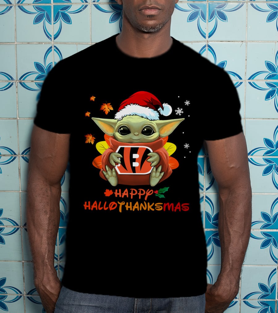 Cincinnati Bengals Baby Yoda Happy Hallothanksmas 505 L1PTT T-Shirt