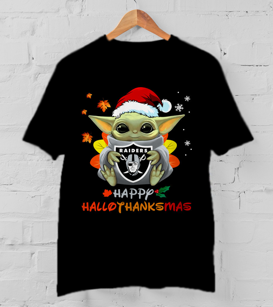 Las Vegas Raiders Baby Yoda Happy Hallothanksmas 505 L1PTT T-Shirt