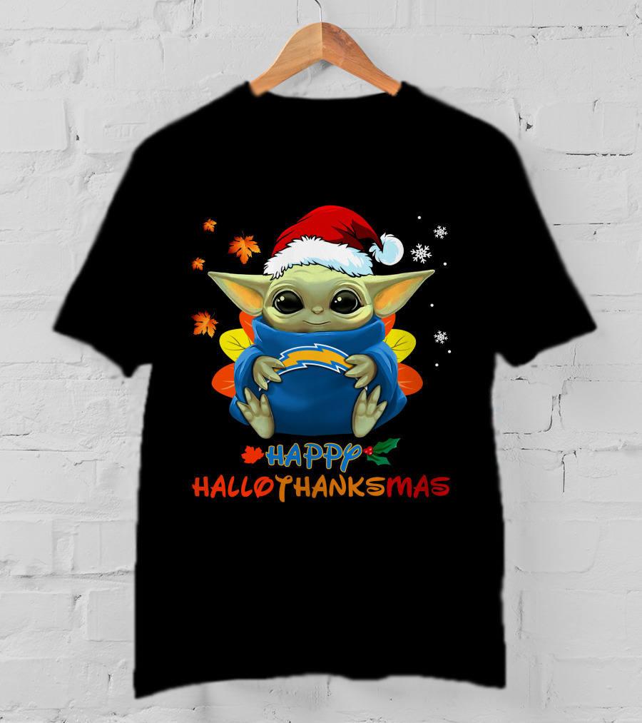 Happy Hallothanksmas Los Angeles Chargers Baby Yoda 505 L1PTT T-Shirt
