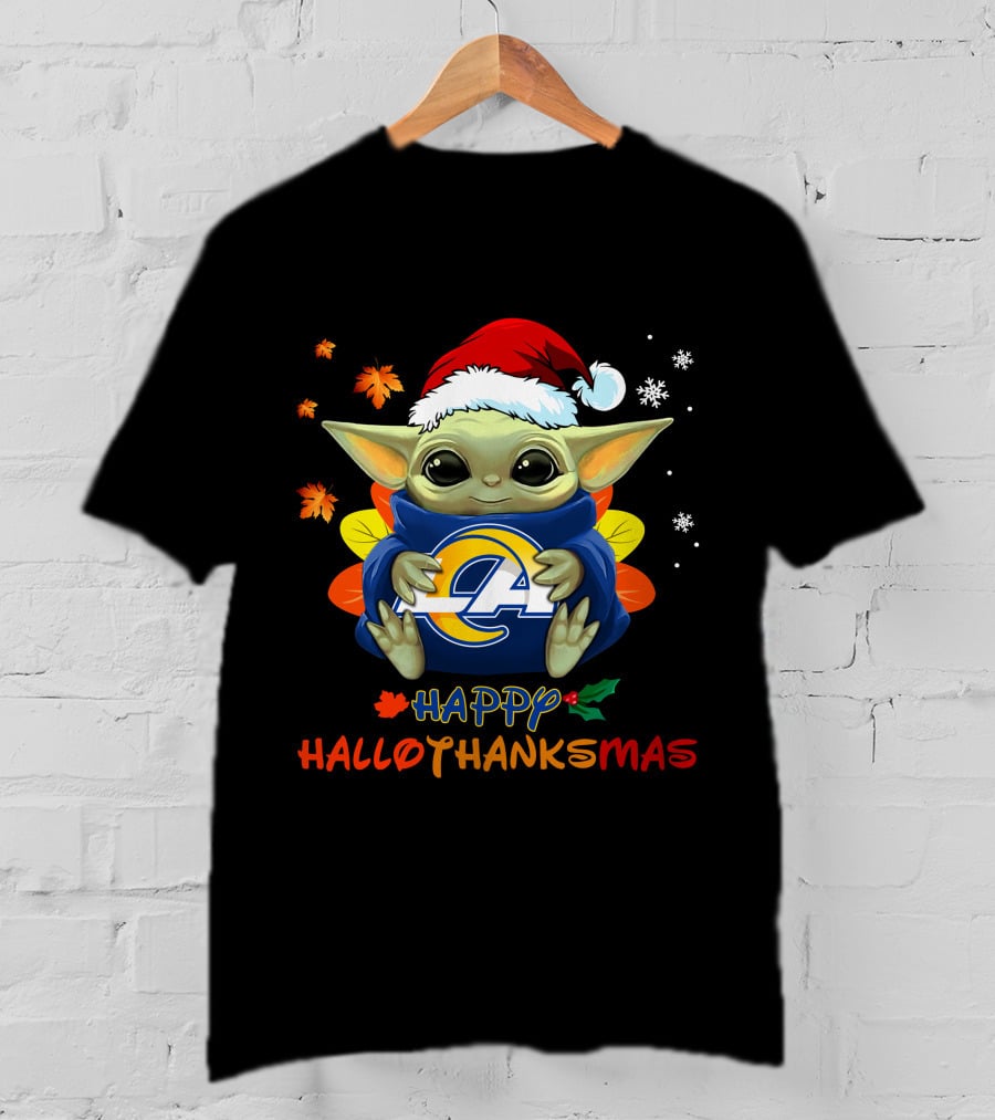 Happy Hallothanksmas Los Angeles Rams Baby Yoda Holiday 505 L1PTT T-Shirt