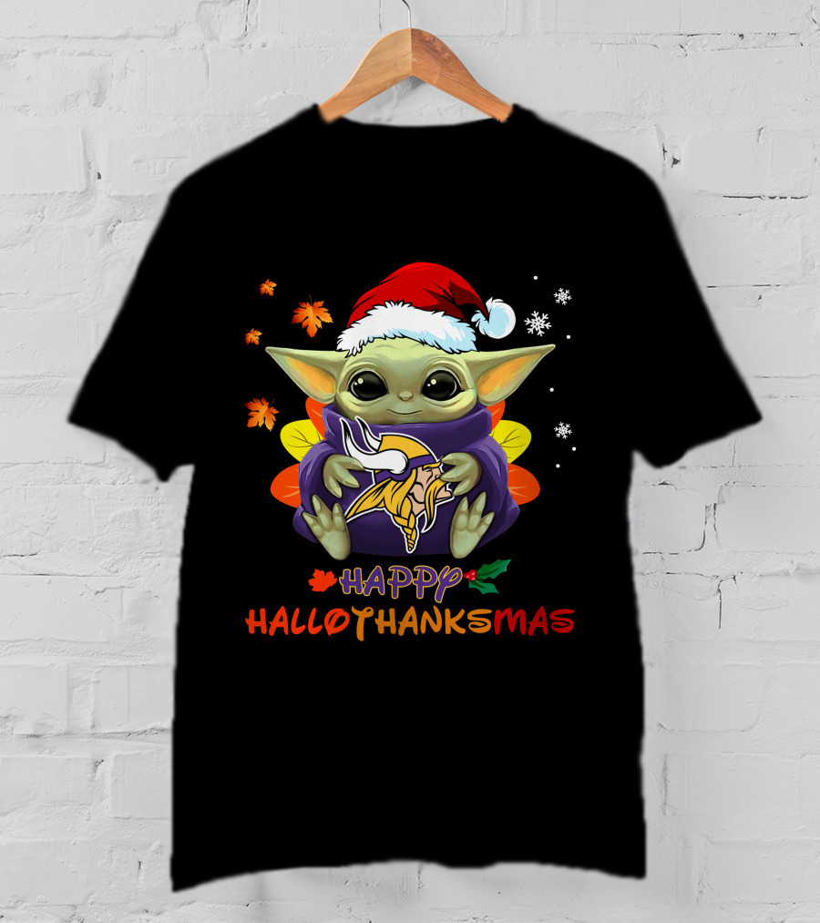 Happy Hallothanksmas Minnesota Vikings Baby Yoda 505 L1PTT T-Shirt