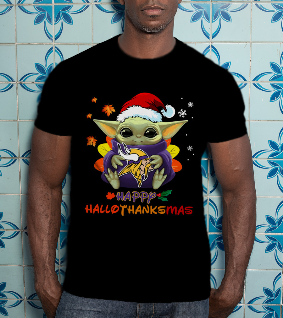 Happy Hallothanksmas Minnesota Vikings Baby Yoda 505 L1PTT T-Shirt
