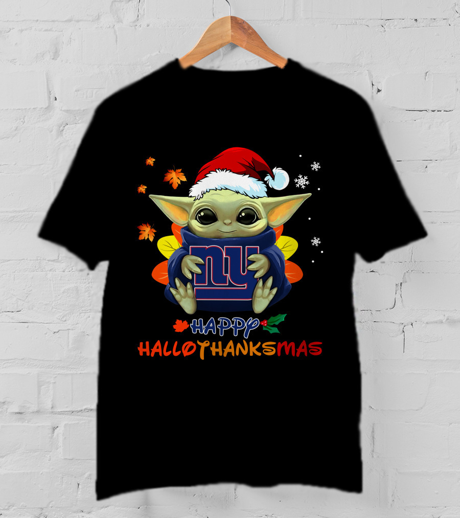 New York Giants Baby Yoda Happy Hallothanksmas T-Shirt