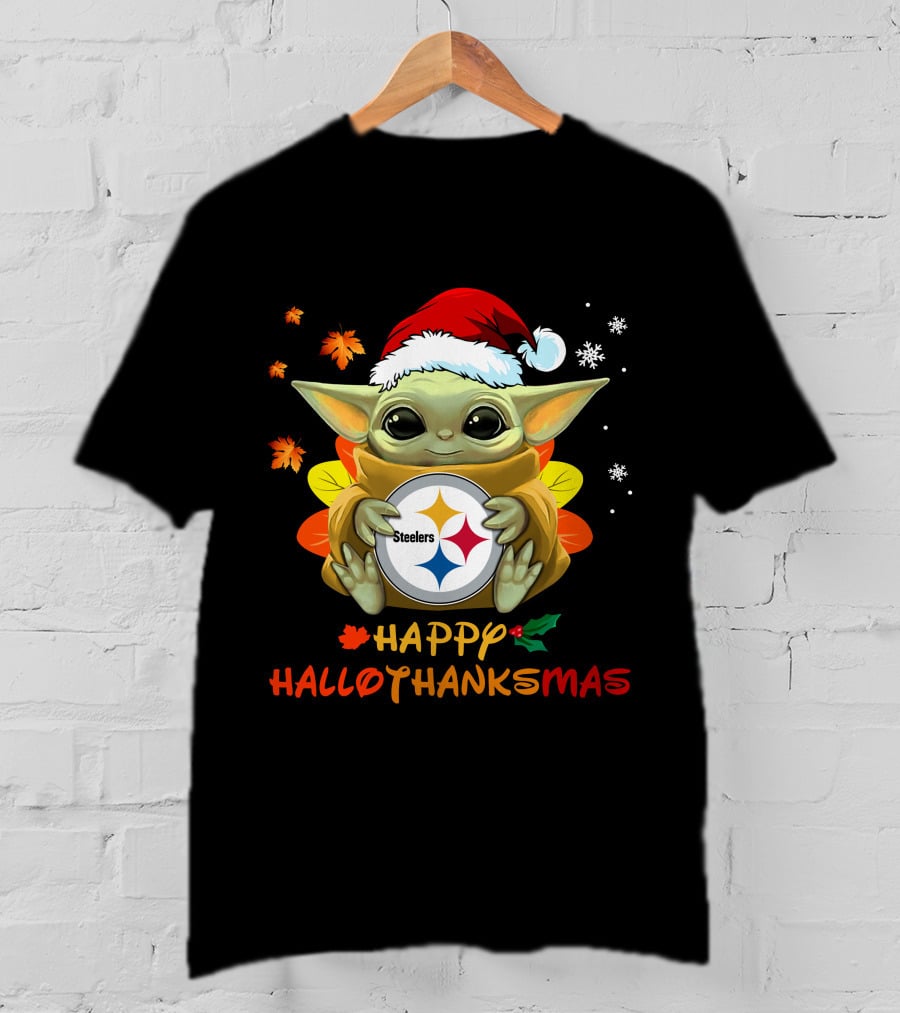 Happy Hallothanksmas Pittsburgh Steelers Baby Yoda 505 L1PTT T-Shirt