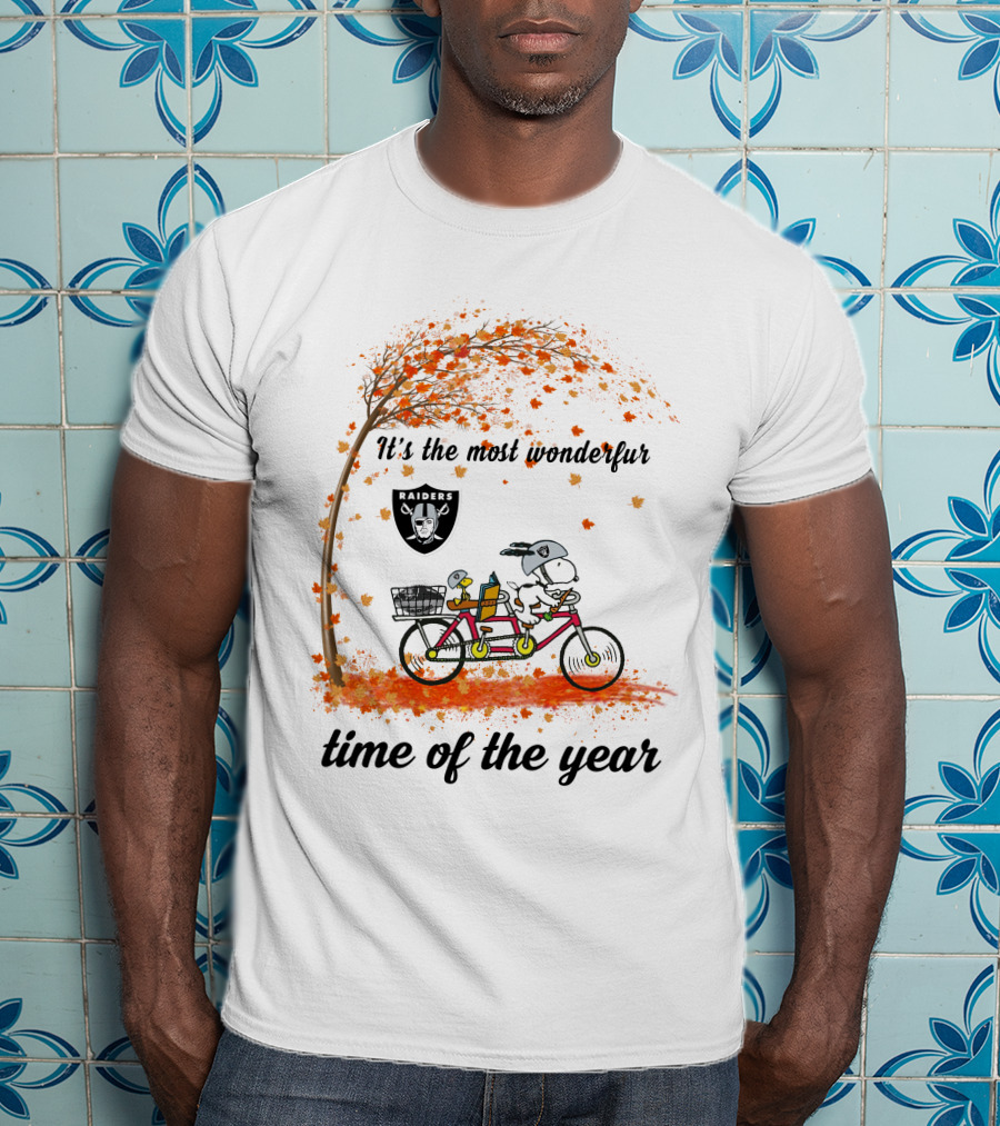 Las Vegas Raiders Autumn Bike Snoopy It's The Most Wonderful Time Of The Year T-Shirt
