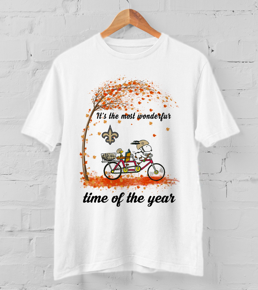 New Orleans Saints It's The Most Wonderful Time Of The Year Autumn Leaves Tandem Cycling T-Shirt