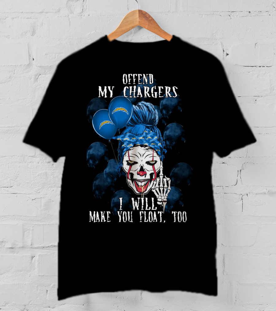 Offend My Chargers I Will Make You Float Too Los Angeles Chargers Halloween T-Shirt