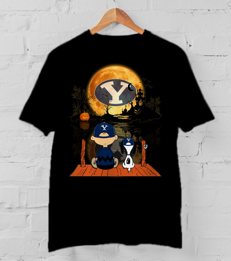 BYU Cougars Halloween Moon Peanuts Reflection T-Shirt