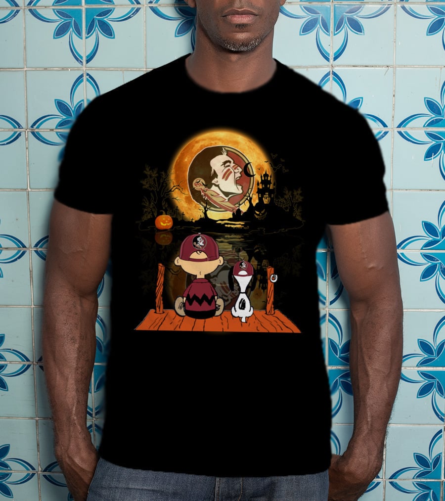 Florida State Seminoles Halloween Moon Peanuts Charlie Brown Woodstock T-Shirt