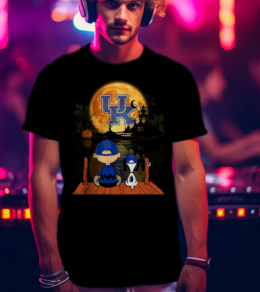 Kentucky Wildcats Halloween Full Moon Reflection Peanuts Characters T-Shirt
