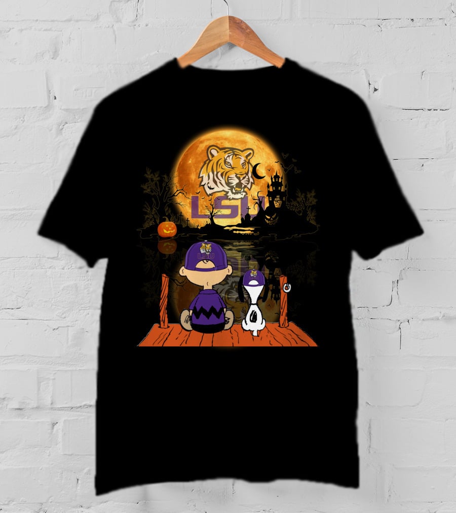 LSU Tigers Halloween Full Moon Pumpkin  T-Shirt